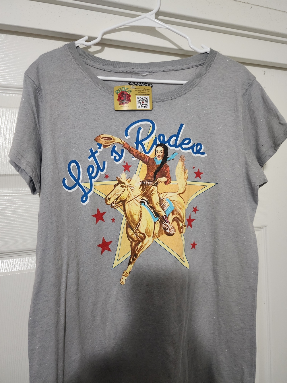 Let’s Rodeo Graphic Tee for Womans - Light Gray